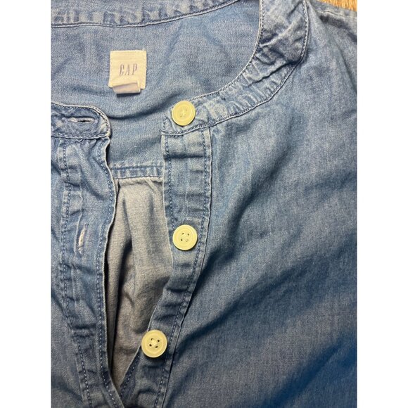 Gap XS Denim Tunic Dress With Puff Sleeves & Button-Front Closure - Picture 3 of 7